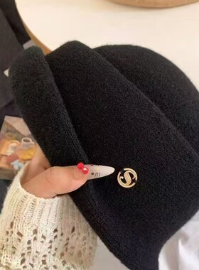 贝雷帽秋冬季韩版名媛风新款女百搭时髦保暖气质显脸小复古针织帽