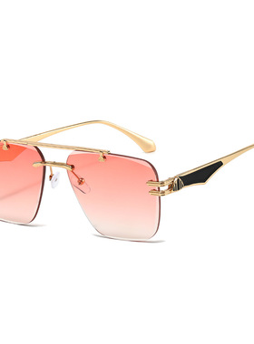 日本cherry kitty新款欧美风无框太阳镜渐变色墨镜金属质感画漆