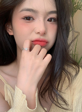 日系cherry kitty花朵组合套装s925通体银女韩国款银饰小清新