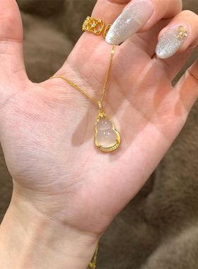 日系Cherry Kitty新中式金枝玉叶冰透葫芦项链女ins轻奢国潮吊坠