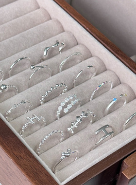 日系cherry kitty戒指合集s925通体银材质百搭小巧精致指环