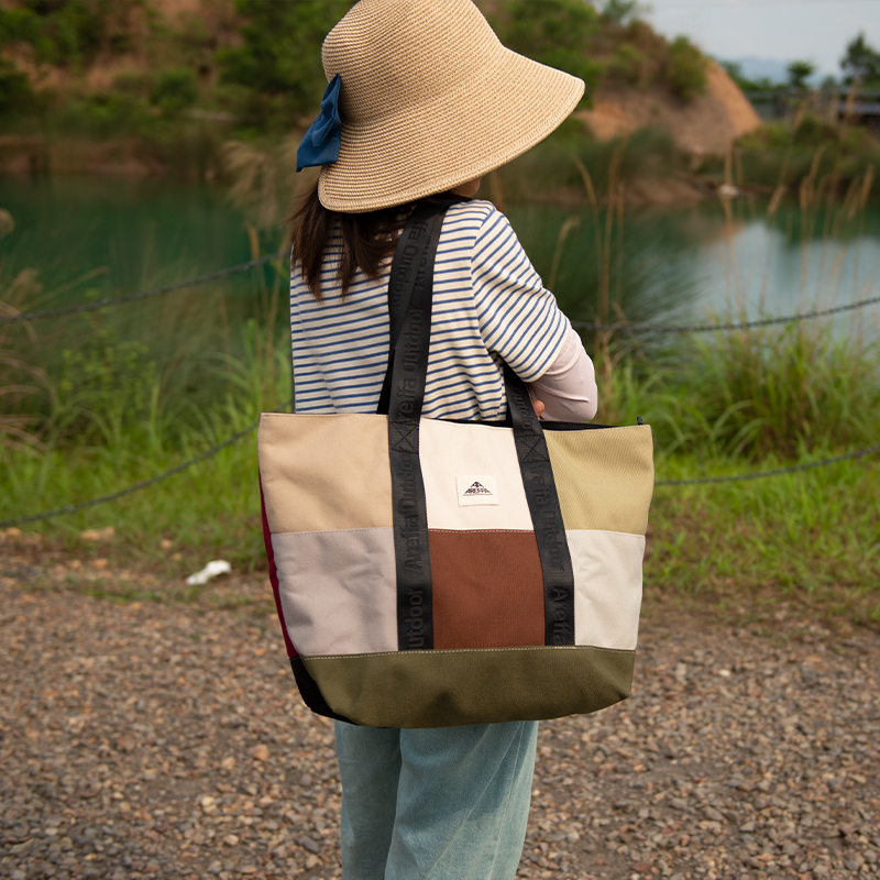 Areffa户外拼色包单肩包手提包手拎包休闲时尚包手提袋子实用新款 - 图0