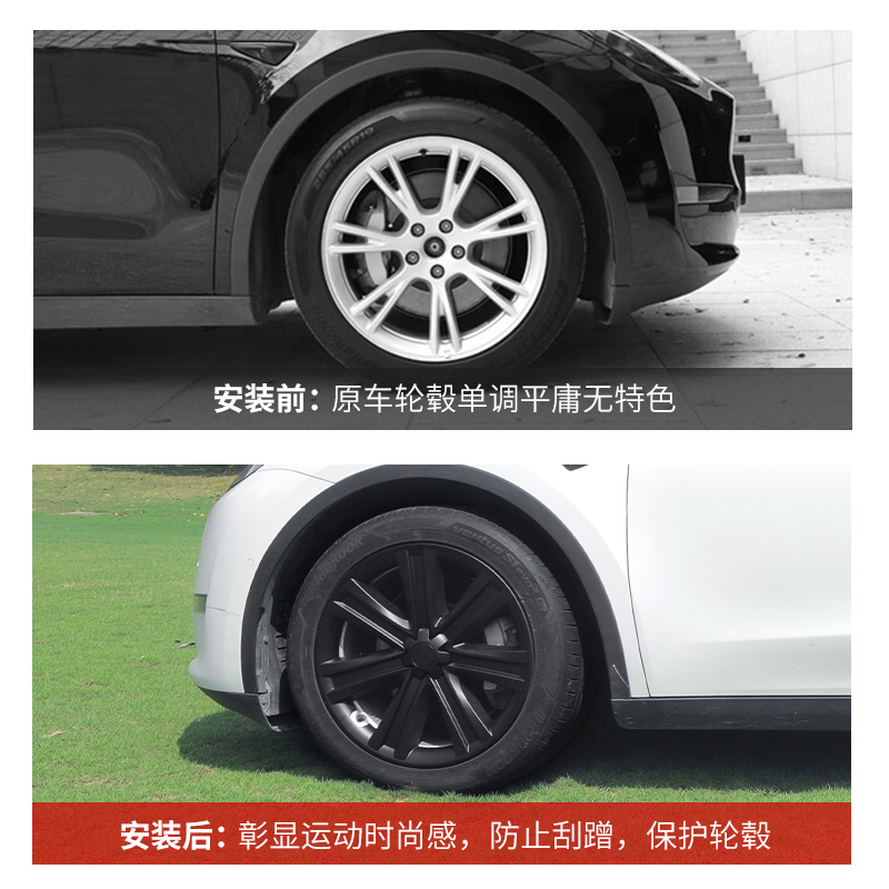 特斯拉modelY/S蛛网款轮毂盖19寸轮毂保护罩毛豆丫改装外饰品配件-图1