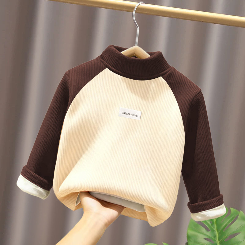 秋冬季儿童加绒加厚休闲德绒打底衫男童女童保暖半高领一体绒上衣,淘宝优惠券,粉丝福利购,淘宝优惠卷