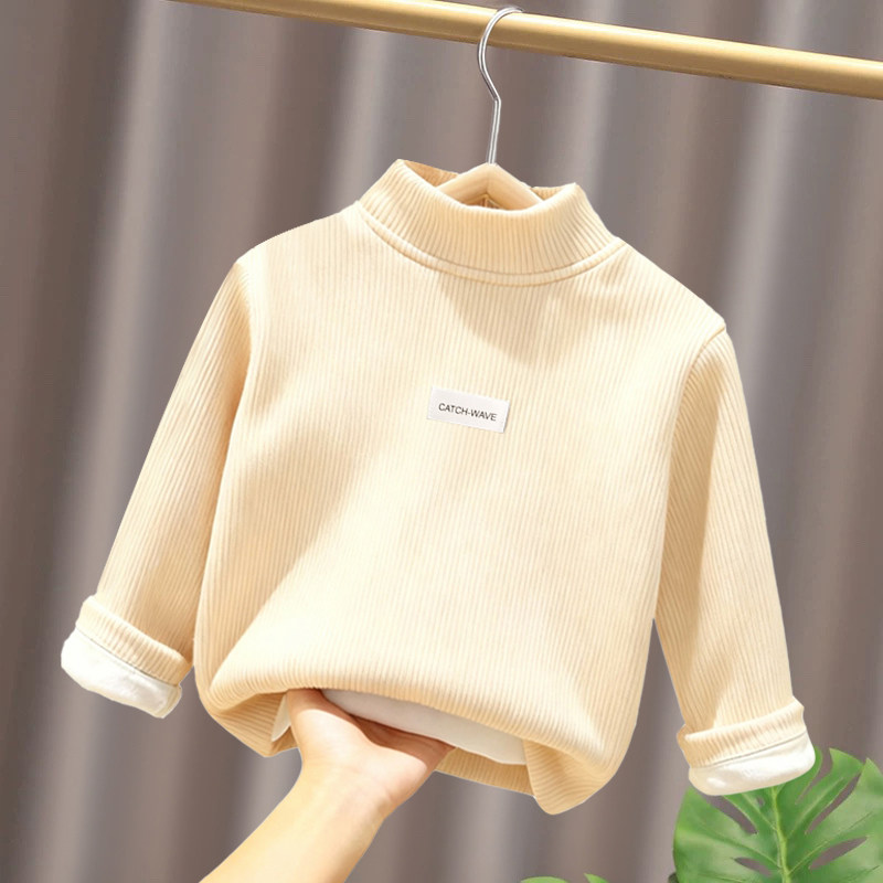 秋冬季儿童加绒加厚休闲德绒打底衫男童女童保暖半高领一体绒上衣,淘宝优惠券,粉丝福利购,淘宝优惠卷