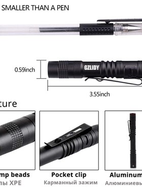 Pen Light Mini Portable LED Flashlight Waterproof 1 Switch
