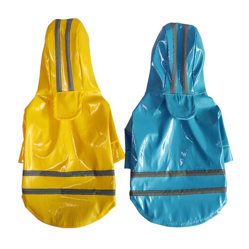 Rainy season fashion PU reflective strip pet raincoat hooded - 图2