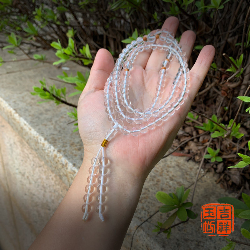 7A级天然白水晶手链女男手串情侣闺蜜项链毛衣链潮108颗佛珠念珠,淘宝优惠券,粉丝福利购,淘宝优惠卷
