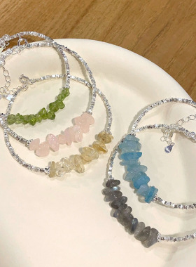 日本portney bells925银水晶碎银子手链女ins小清新甜美简约气质