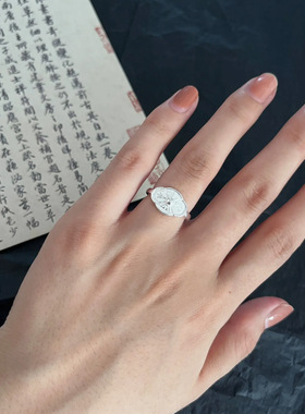 日本portney bell银新中式海棠花戒指女气质小众复古花纹海棠