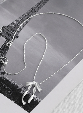 日本Portney Bell甜美精致磨砂蝴蝶结飘带吊坠项链女锁骨链ins