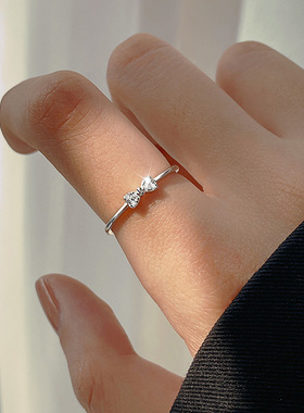 日本portney bells925银蝴蝶结戒指女ins计轻奢小众设高级感简约