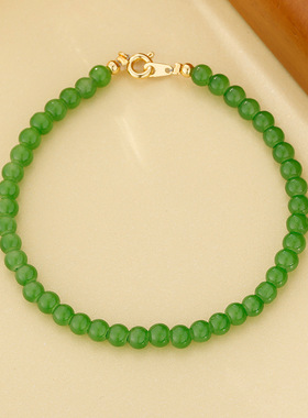 日本Portney Bell绿色串珠手链细款精致小珠子手串轻奢百搭显白