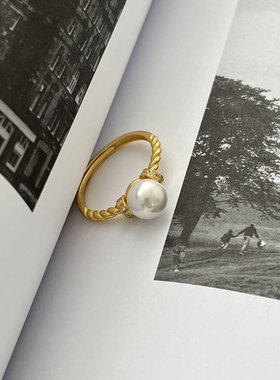 英国设计师cherry kitty轻奢高级感仿珍珠戒指女s925银开口戒法式