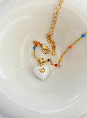 日本portney bell欧美新款复古简约手工串珠石项链女精致时尚