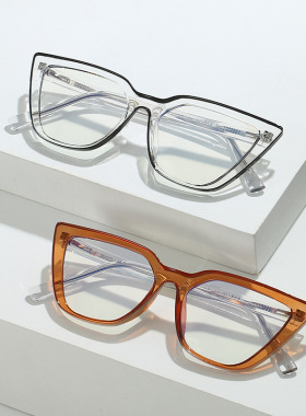 日本portney bell新款欧美撞色防蓝光眼镜tr金属弹簧腿平光镜