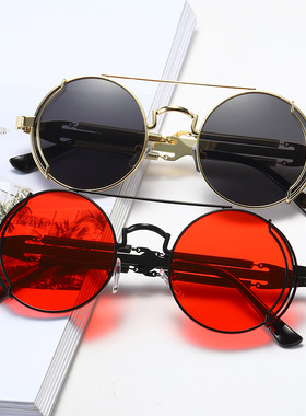 日本portney bell新款太阳镜男士个性蒸汽朋克金属双弹簧腿眼镜