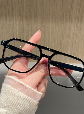 日本portney bell新款大框防蓝光眼镜黑色素颜百搭眼镜框个性米