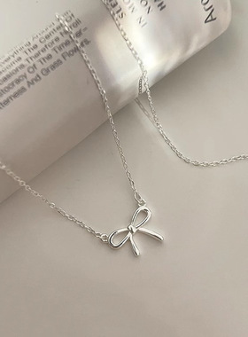 日本portney bells925银蝴蝶结项链女 甜美少女心ins轻奢温柔