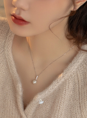 英国设计师cherry kitty轻奢高级感925银项链女仿珍珠锁骨链小众