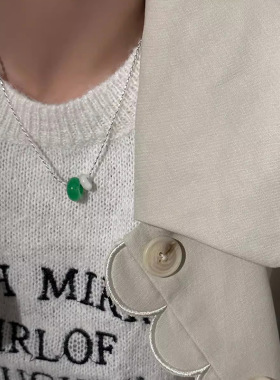 日本portney bells925银撞色石甜甜圈项链女ins小众独特设计高级