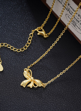 日本portney bell年新款甜美碎冰冰蝴蝶结项链女轻奢高级感小众