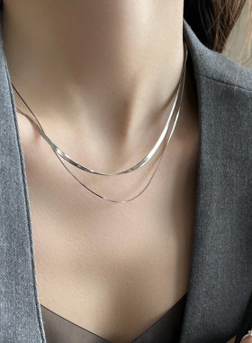 日本portney bells925银双层蛇骨链女ins辣妹叠戴素链小众设计