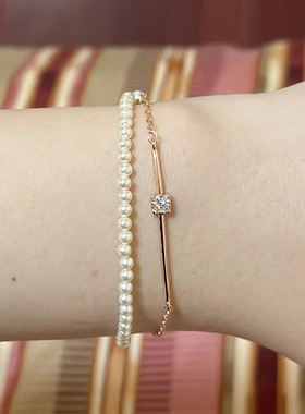 日本portney bells925银极细小方钻手链女 轻奢精致高级感bling