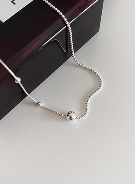 日本portney bells925银不对称圆珠项链女ins冷淡风小众设计简约