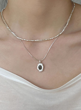 日本portney bells925银拉长石项链女ins小众设计极简风不规则