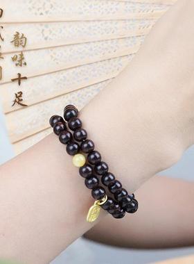 海南黄花梨紫油梨老料0.6/0.8单圈佛珠手串双圈男女手链