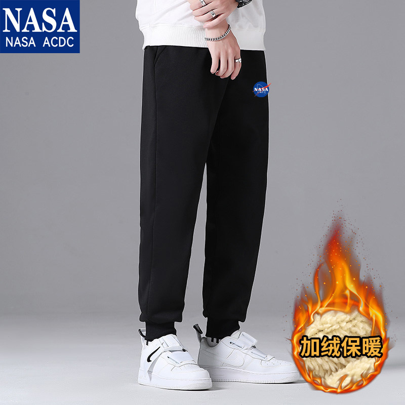 nasa联名加绒男冬季束脚羊羔绒裤子 leebm休闲裤