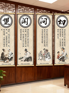 望闻问切挂布中医养生文化挂画
