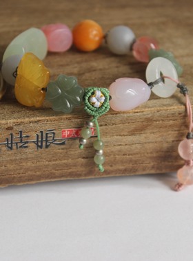 国潮设计天然和田玉手牌手串女