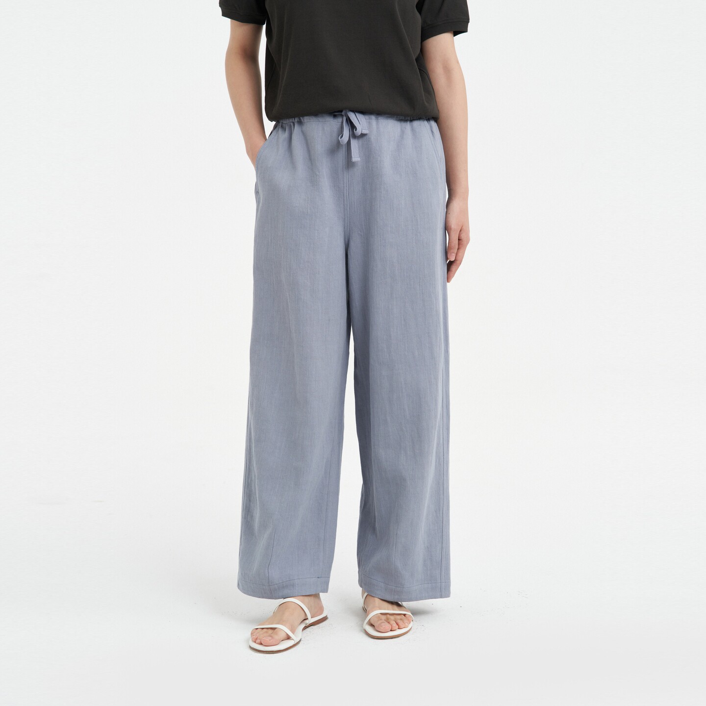 klee klee休闲裤 女士环保棉麻竹节布日常通勤直筒裤26春夏新款