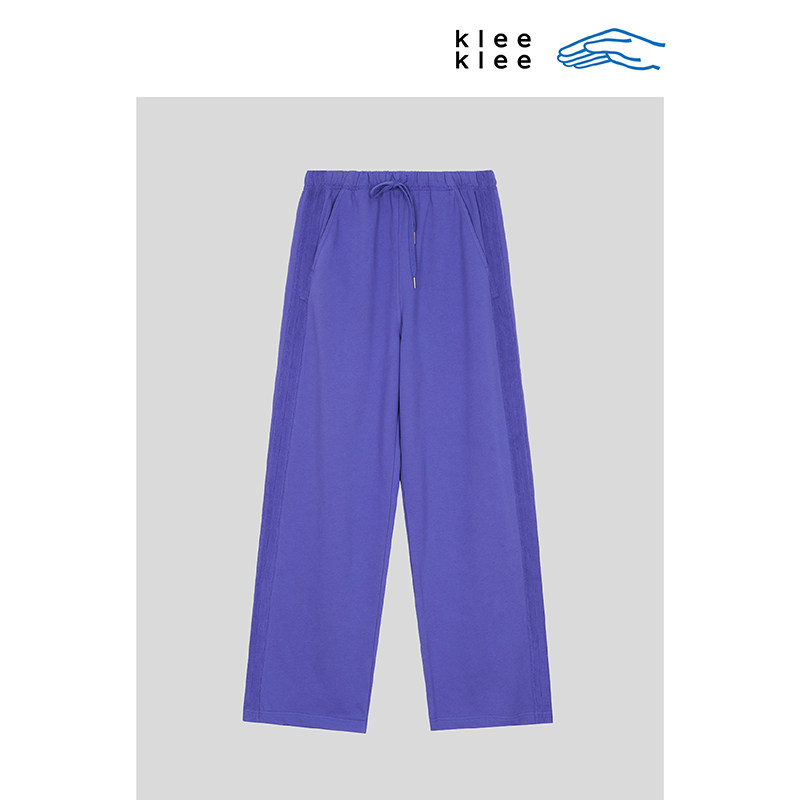 klee klee春女装环保棉毛圈针织布松紧腰运动休闲百搭时髦直筒裤,淘宝优惠券,粉丝福利购,淘宝优惠卷