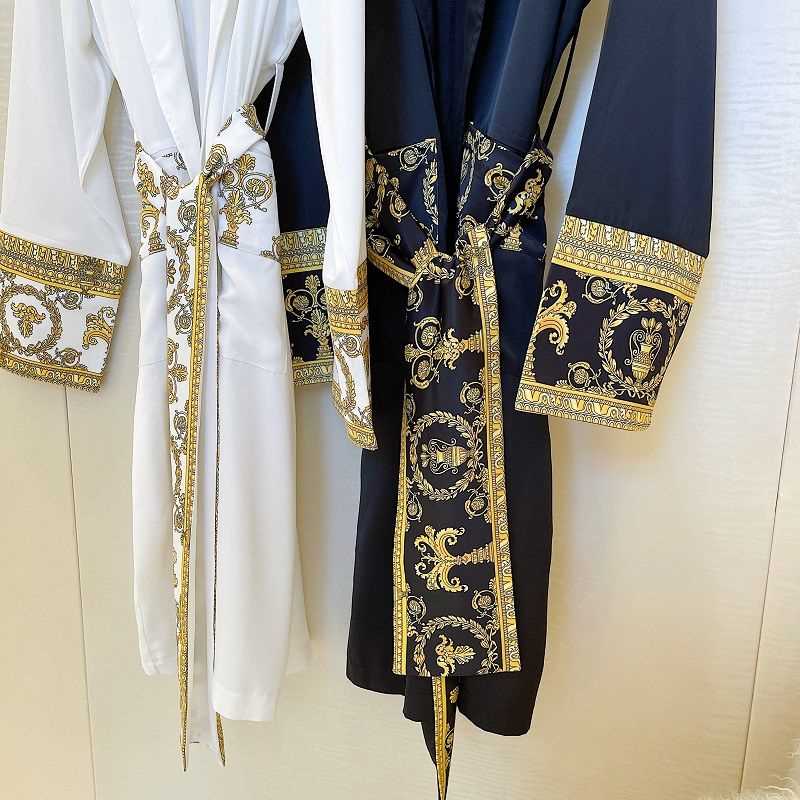 Luxury New Light Black Gold Printing rend Robe Wearing Windb-图2