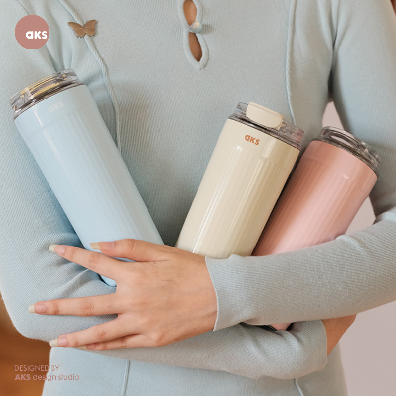 AKS咖啡杯加厚316不锈钢真空保温杯办公室简约水杯车载防漏直饮杯,淘宝优惠券,粉丝福利购,淘宝优惠卷