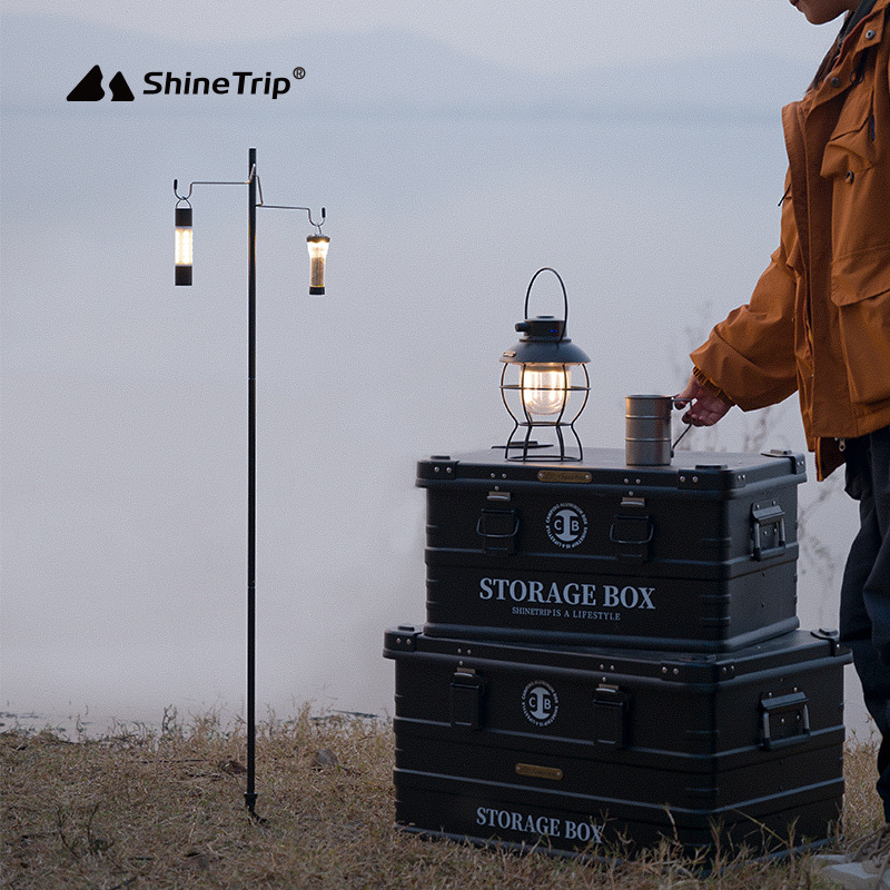 ShineTrip山趣户外灯架多功能便携铝合金灯杆双头挂钩露营置物架 - 图1