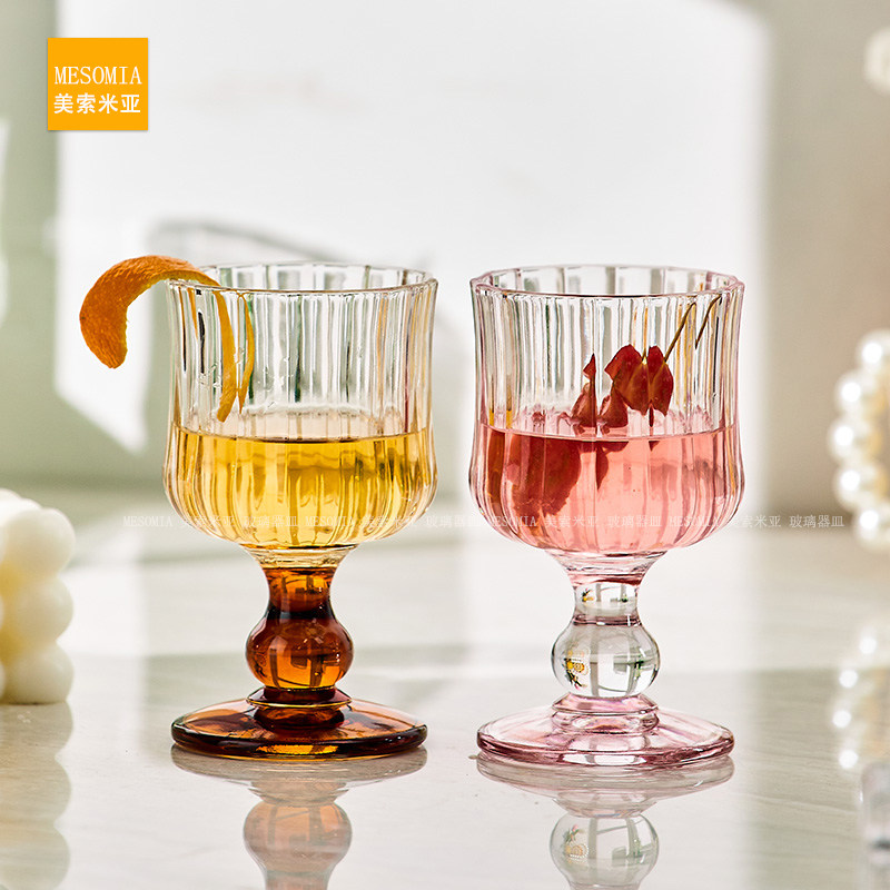 美索米亚ins风高颜值玻璃杯家用高脚红酒杯果汁香槟杯中古水杯,淘宝优惠券,粉丝福利购,淘宝优惠卷