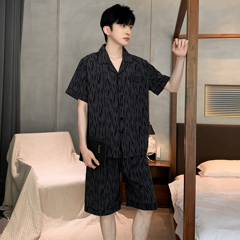 全棉睡衣男夏季冰丝睡衣短袖短裤薄款男士男生夏天黑色家居服大码,淘宝优惠券,粉丝福利购,淘宝优惠卷