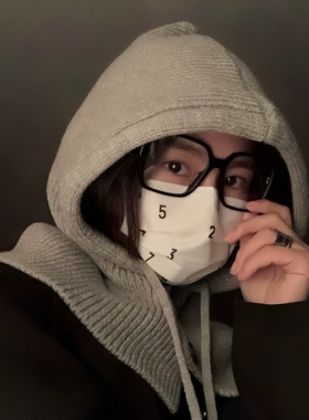 加厚保暖防风护颈围脖帽一体