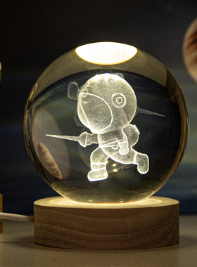 3D立体内雕水晶球小夜灯