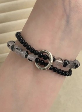 Chinese Peace Style Double Circle Bracelet Beaded 2025 Coupl