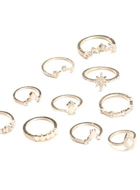 Europeanstyle Opalinspired Ring Set with Diamondencrusted Cr
