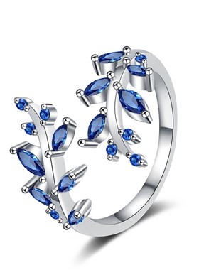 European American Style DiamondEncrusted Leaf Branch Ring Fa