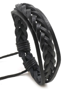 Simple Handmade Woven MultiLayer Leather Bracelet European a