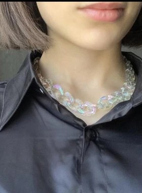 Retro Transparent Hip Hop CCB Necklace Fashion Metal Choker