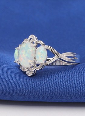 European Fashion Opal Ring Microinlaid Australian Opal Silve