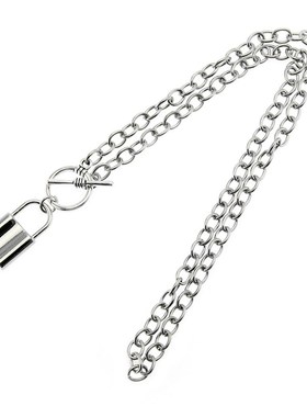 Short Glossy Lock Pendant Necklace Unisex Cold Style Choker